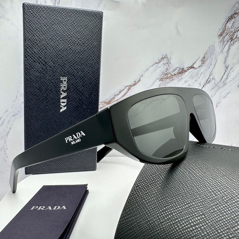 New PRADA Sunglasses Black Gray Lens 57-13-140 Authentic Prada - Picture 5 of 16